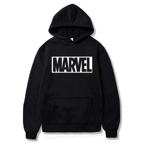 

2019 autumn and winter brand sweatshirts men marvel letter printing fashion mens hoodies thickened men's hoodie, Black
