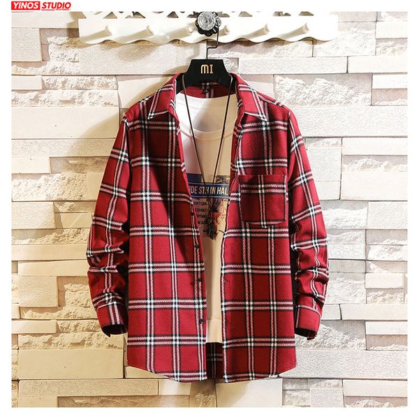 

dropshipping men streetwear thick striped shirts male winter warming shirts 2019 mens japanese fashions casual, White;black