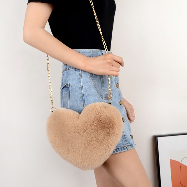 

crossbody bags for women rex fur love bag peach heart bag chain fashion shoulder cross-chain female