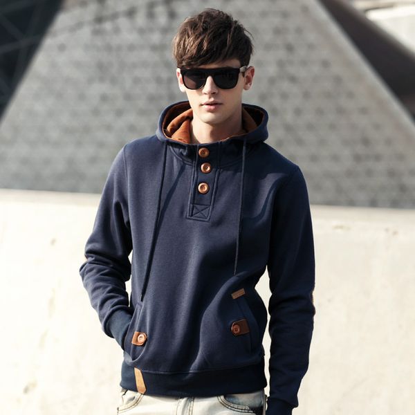

mens slim fit long sleeve lightweight hoodie with pocket, Black