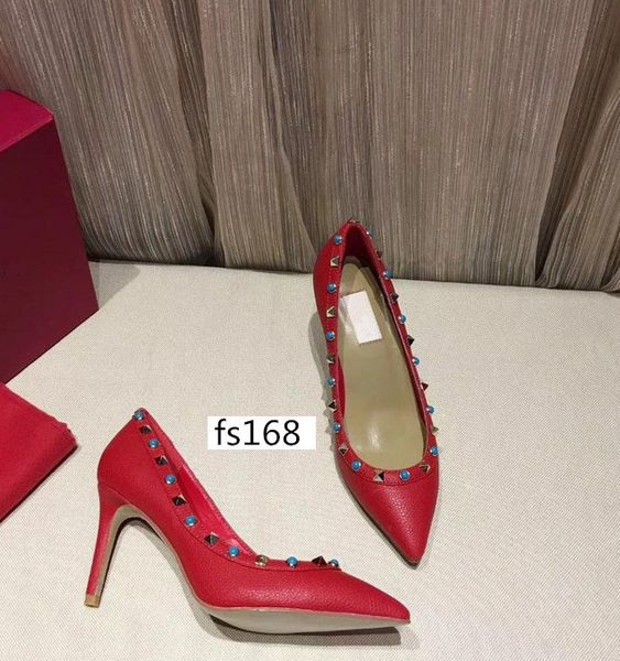 

designer pointed toe 2-strap with studs high heels patent leather rivets sandals women high heel shoes with box, Black