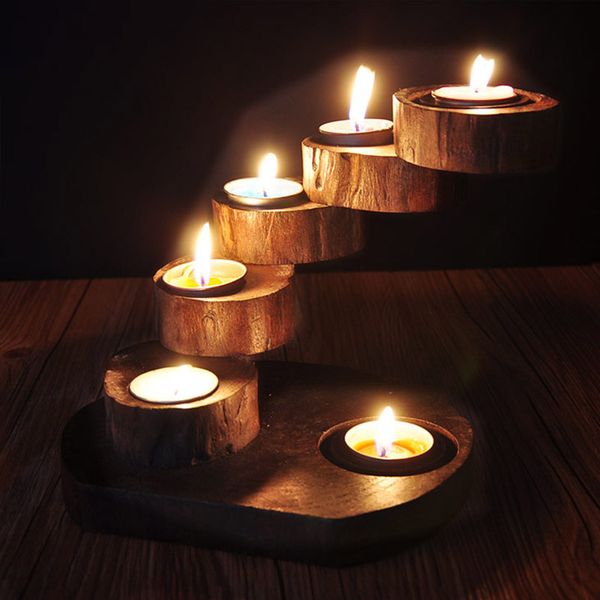 

ретро рождественский подсвечник держатель home deco light античный деревянный подсвечник свадьба рождественская вечеринка ужин стол подсвечн