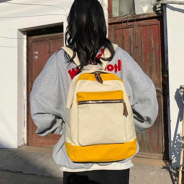 

2020 лето новый contrast рюкзак школьница schoolbag простой кампус ретро стиль порт студент рюкзак