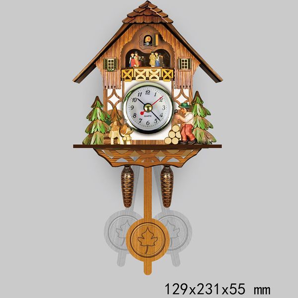 

antique wooden cuckoo wall clock bird time bell auto swing pendulum no battery wall clock hole for hanging