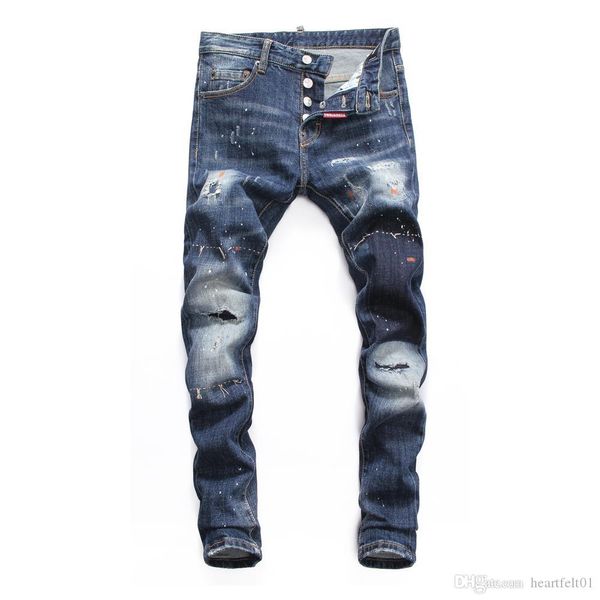

brand jeans mens роскошная jeans багги байкер высокой талией ripped rock возрождение black skinny мужчины жан jeckets длинные брюки брюки 07, Blue