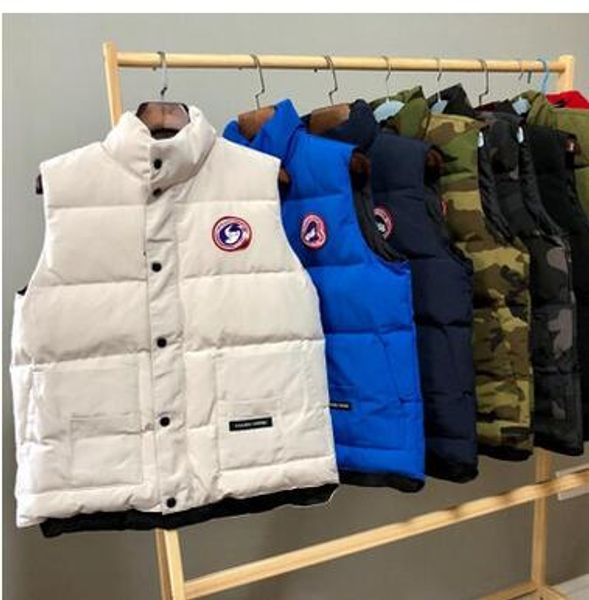 

new women men's down jackets vest canada christmas gift winter outdoor warm goose down vest jacket cotton vests outerwear coats, Black;white