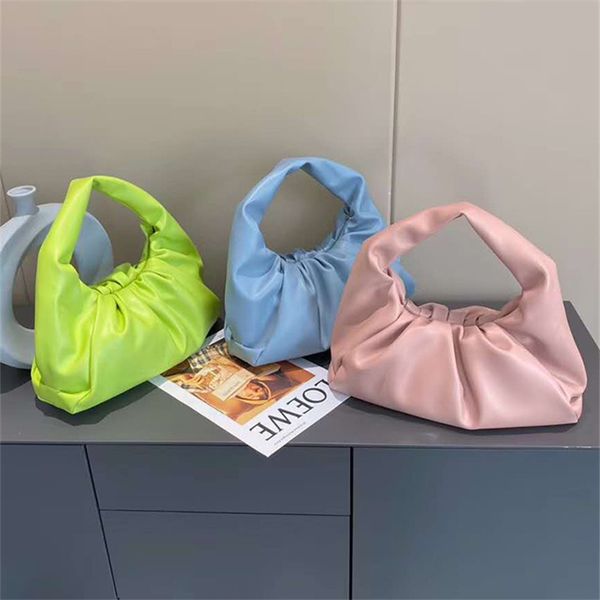 

new women shoulder messenger bag clip handbag fashion soft cloud clutch bag fold lady hand