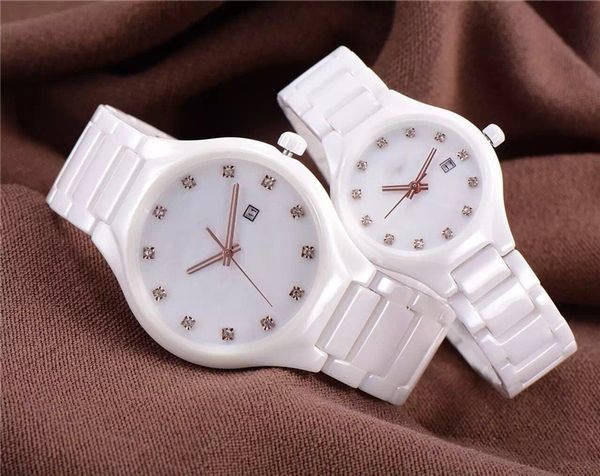 

men's watch royal oak ceramic casual fashion calendar rd quartz watch steel band ing, Slivery;brown