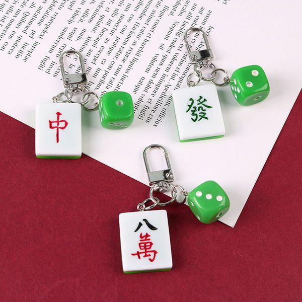 

2020 new cute mahjong keychain chinese funny trinkets keyring for women men car bag mahjong key chains charm keyfob gifts, Silver