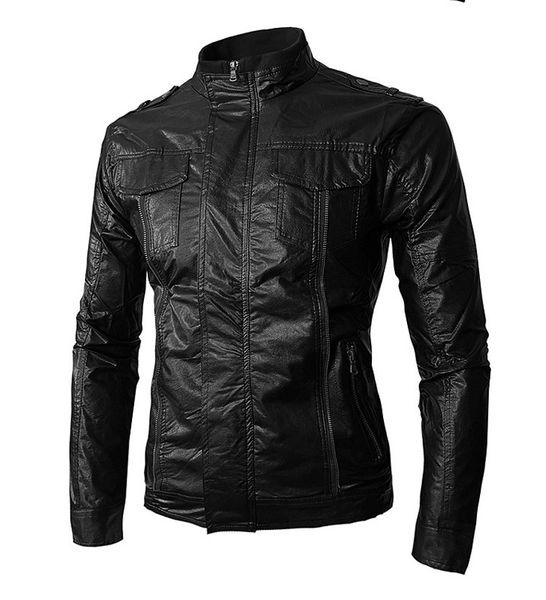 

mrmt 2019 brand new men's jackets collar leather overcoat for male leather jacket outer wear clothing garment, Black;brown