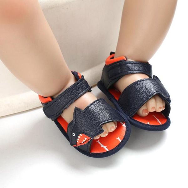 

summer cartoon animal baby boys girls pu leather soft bottom toddler sandals 2020, Black;red