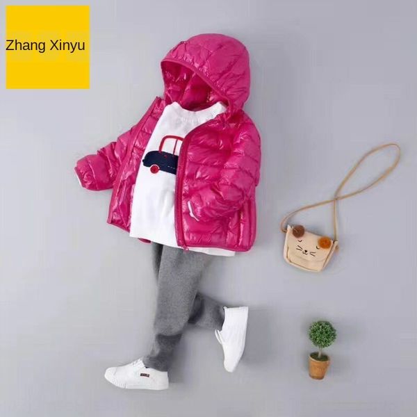 

2020 children coat down jacket boy girl baby coat hooded casual short light down jacket, Blue;gray