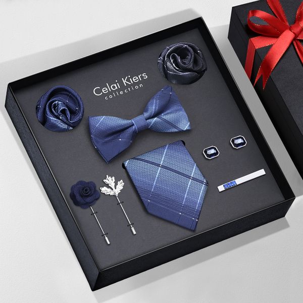 

ck mens tie bow tie set gift box dress business birthday gift to send her boyfriend friend husband wedding groom, Blue;purple