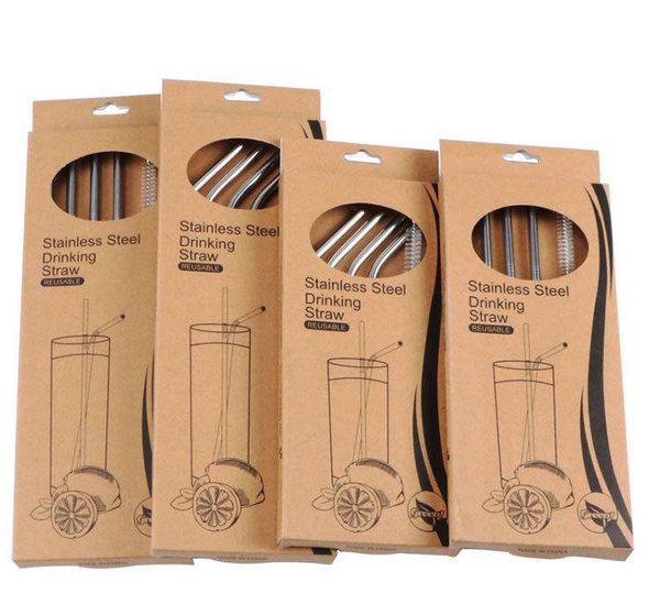 

stainless steel metal straw short curved straight straws protection milk tea and coffee straws drinking straw reusable straw mma2286