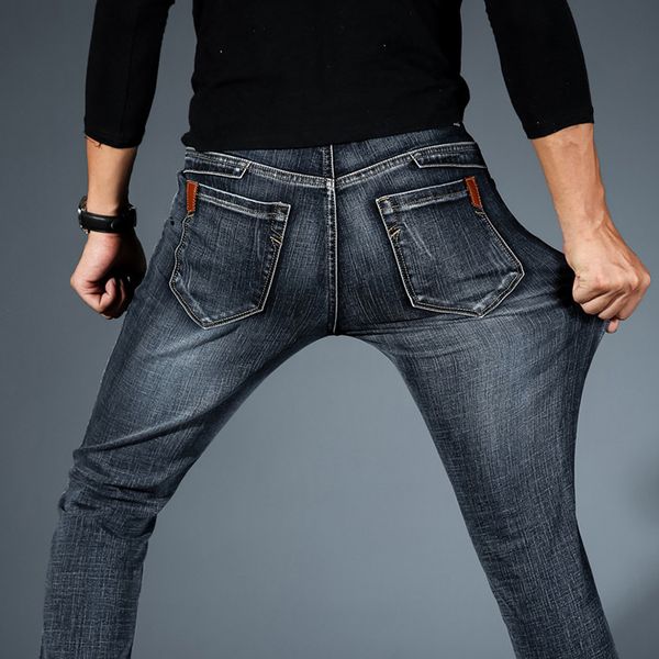 

ursporttech brand 2019 new men's fashion jeans business casual stretch slim jeans classic trousers denim pants male, Blue