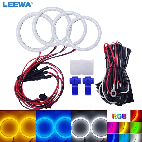 

leewa 2x70mm 2x80mm car auto halo rings cotton lights smd led angel eyes for lada vaz 2109 car styling white/blue/yellow #1122