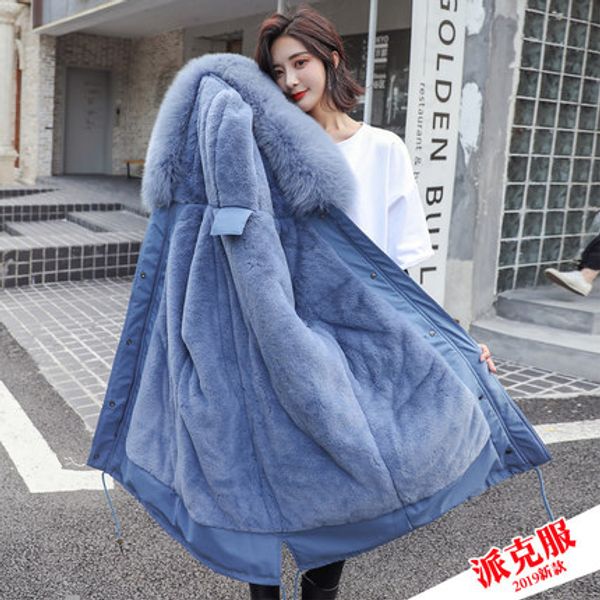 

down cotton women's long section fashion wild loose 2019 new winter coat explosion section to overcome the tide, Black