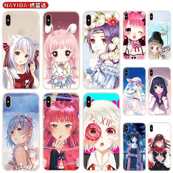 

soft phone case for iphone 11 pro x xr xs max 8 7 6 6s 6plus 5s s10 s11 note 10 plus huawei p30 xiaomi cover cartoon anime kawaii girl