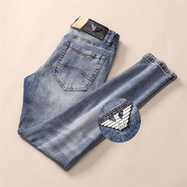 

новое прибытие mens конструктора aj-jeans style мыть моды мужских джинсов джинсов тонкого мотоцикл байкер причинных mens прямого бизнес случ, Blue