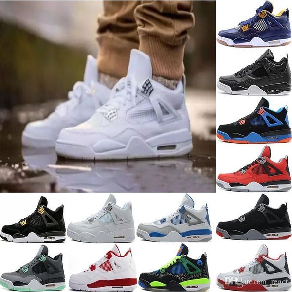 

4 men retro casual shoes black yellow white cement pure money bred royalty game royal 4s 11 11s us 36-47