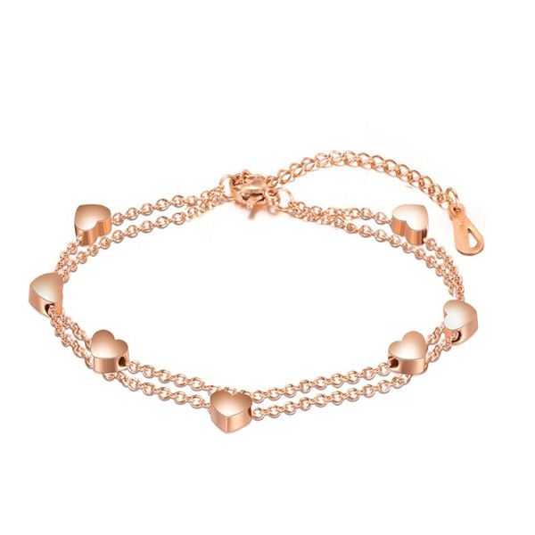 

heart-shaped bracelets stainless steel multilayer chain for women firend sister mother lover gift jewelry the new, Black