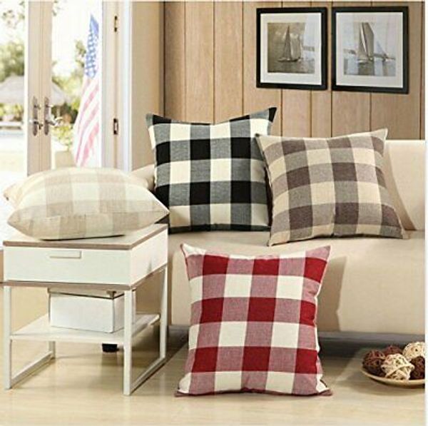 

cushion polyester cover pillowcase simple grid wave -shaped geometry cushion cover