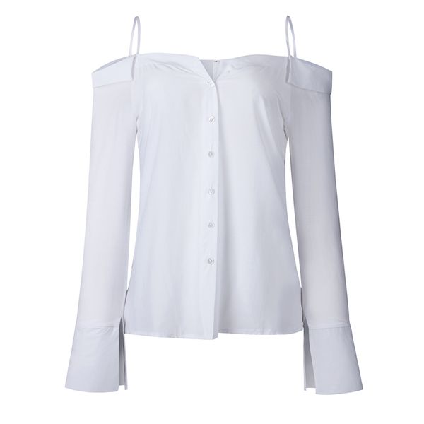 

fashion woman blouses 2019 button feminine blouse shirt long sleeve womens and blouses ladies off shoulder women shirts y19042902, White