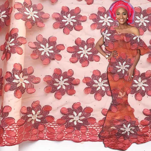 

worthsjlh african wedding lace fabric 2020 nigeria french lace fabric 5 yards cord african for women, Pink;blue