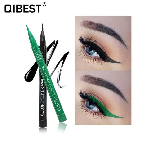 Qibest 12 Цвет Подводка Жидкая Водонепроницаемый легко носить макияж Matte Eye Liner Синий Красный Зеленый Белый Золотой Коричневый Eyeliner 120pcs / серия DHL