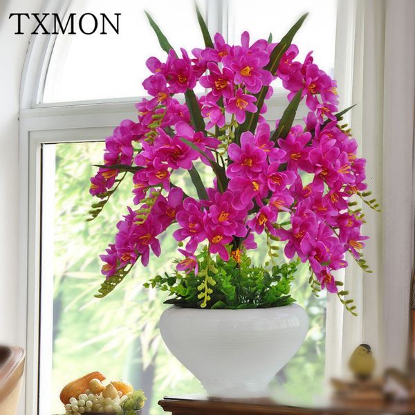 2019 Delicate And Fascinating Phalaenopsis Simulation Flower Pots Landscape Ornaments Living Room Table Setting Interior Decoration T191123 From