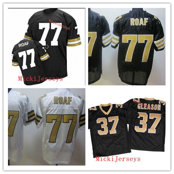 

mens ncaa новый орлеан 37 стив глисон vintage футбол джерси прошитой black white # 77 вилли roaf джерси s-3xl, Black;red