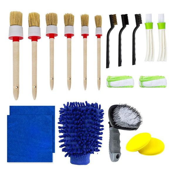 

17 pieces car cleaner brush set for cleaning car motorcycle automotive cleaning wheels, dashboard, interior, exterior, leather