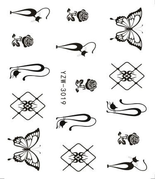 

nail stickers black necklace jewelry nail art water transfer stickers decals fruit/geometric pattern manicure decor