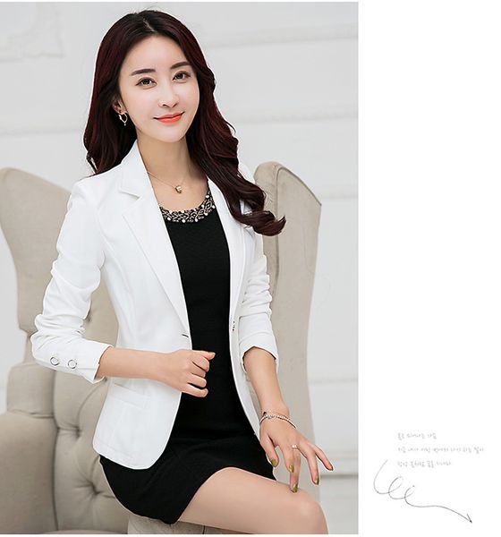 

new style women's coat women's large size fashion casual slimming autumn and winter slim fit long sleeve small suit, Black;white