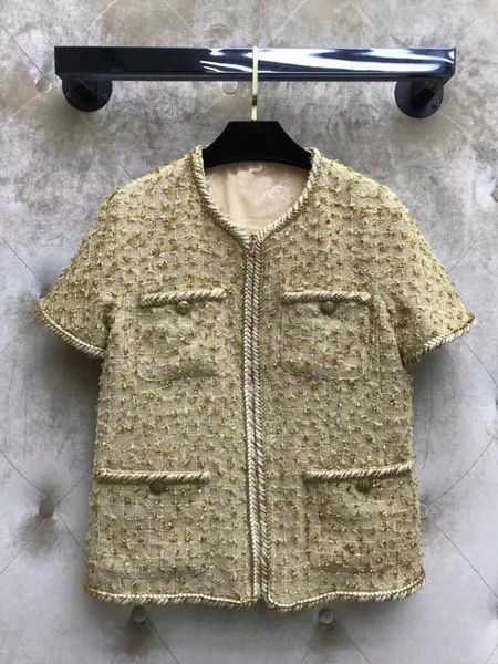 

2020 spring new women wave short sleeve jacket coat tclai cw11077, Black;brown