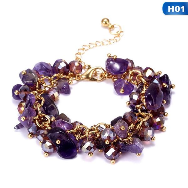 

unique creative new handmade amethysts irregular shape gravel bracelet fashion wild bracelet jewelry, Black