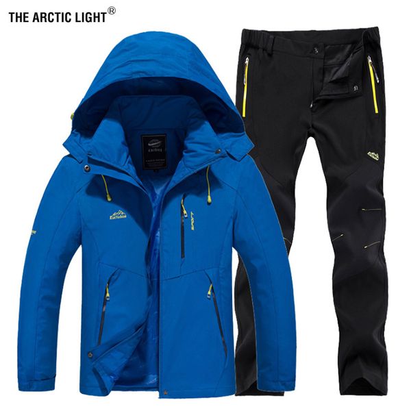 

the arctic light man autumn waterproof fishing jacket set pants quick dry climb hiking trekking camping outdoor clothing 5xl, Blue;black