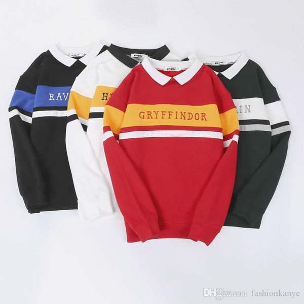 

winter designer mens harry potter joint name couple sweatshirts school stripe series letters stitching embroidered sweater, Black