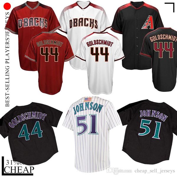 

51 Randy 44 Paul Goldschmidt Arizona Baseball Jerseys Diamondback Embroidery Logos Basketball 100% Stitched Jersey