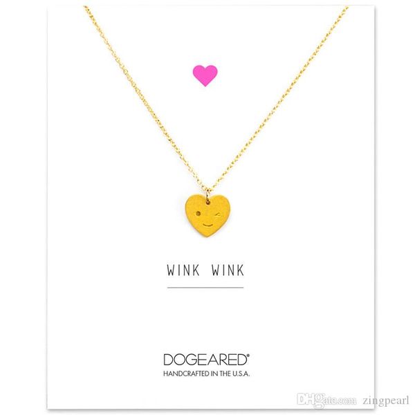 

dogeared love heart choker necklaces with wishing card gold silver sweet wink pendant necklace for fashion women jewelry
