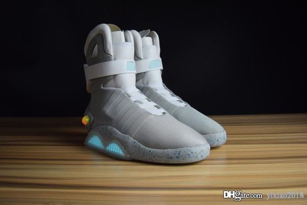 

Назад в будущее Кроссовки Mens Marty McFlys Air Mags LED Повседневная обувь Мужские спортивные неавтоматические шнурки Дизайнерская обувь с коробкой
