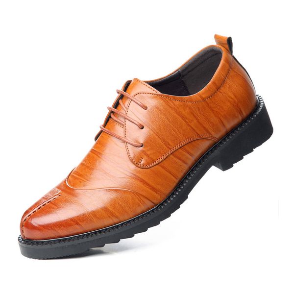 

2019 size 37-44 oxfords leather men shoes fashion casual pointed formal business male wedding dress flats wholesales, Black