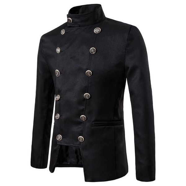 

heflashor fashion double breasted men suit jacket solid button metrosexual dress blazer coat wedding stage performance jackets, Black;brown