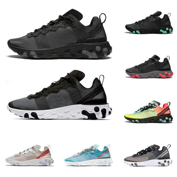 

2019 react element 55 87 men women running shoes triple black royal tint volt racer pink anthracite mens trainers fashion sports sneakers