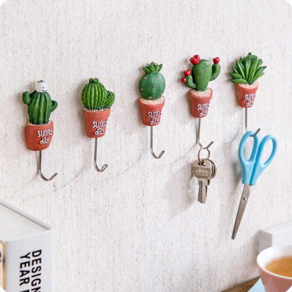 

artificial cactus decorative wall hook hanger coat towel keys bags hook kitchen bathroom home decoration
