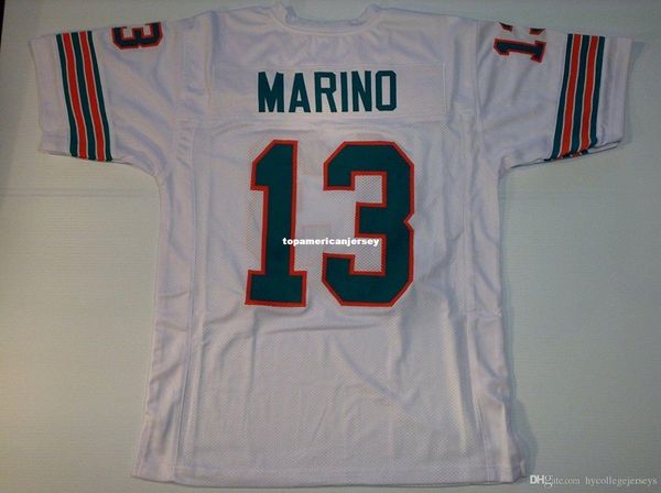 

дешевые ретро пользовательские пользовательские сшитые сшитые #13 дэн марино белый митчелл несс джерси мужские футбольные майки регби, Black;blue