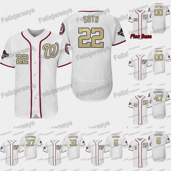 

2019 gold program ws champions juan soto max scherzer howie kendrick stephen strasburg turner anthony rendon ryan zimmerman jersey, Blue;black