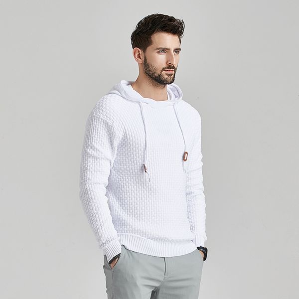 

tfu men spring brand new casual cotton warm hooded sweaters pullover men 2020 autumn fashion hat solid color sweater 3xl, White;black