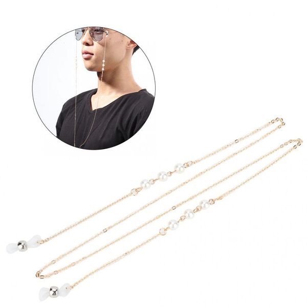 

bz1315 glasses chain faux pearl decoration anti-slip alloy eyeglass glasses chain reading strap accessories f, Silver