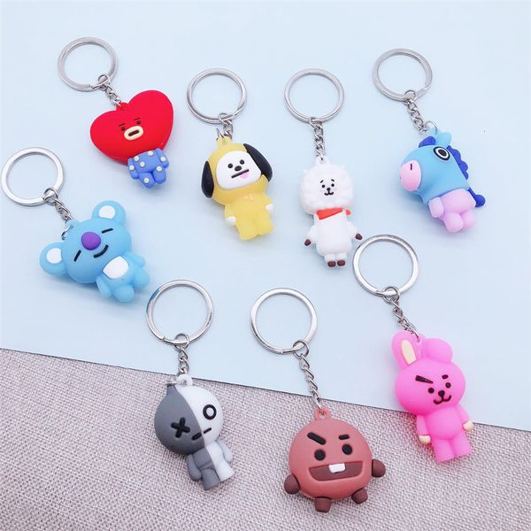 

3d bantang boys cartoon keychain personalized cute key chain pvc doll keychains for women men key ring chain bag pendant jewelry, Slivery;golden